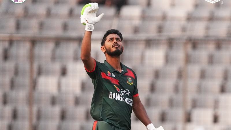 সপ্তম বাংলাদেশি হিসেবে পাকিস্তানের বিপক্ষে তানজিদের সেঞ্চুরি