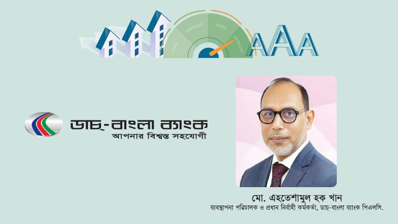 টেকসই প্রবৃদ্ধি, সুশাসন ও প্রযুক্তিনির্ভর ব্যবস্থাপনাই ডাচ্-বাংলা ব্যাংককে ‘ট্রিপল এ’ রেটিং এনে দিয়েছে