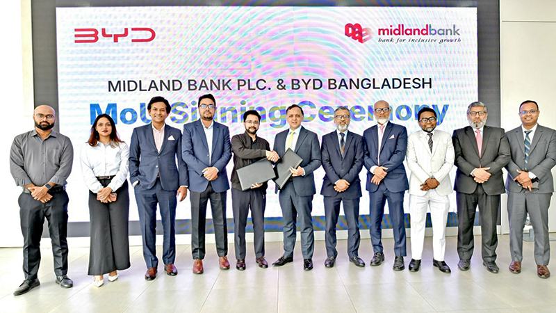 বিওয়াইডি গাড়ি কিনতে সর্বোচ্চ ৮০ লাখ টাকা ঋণ দেবে মিডল্যান্ড ব্যাংক