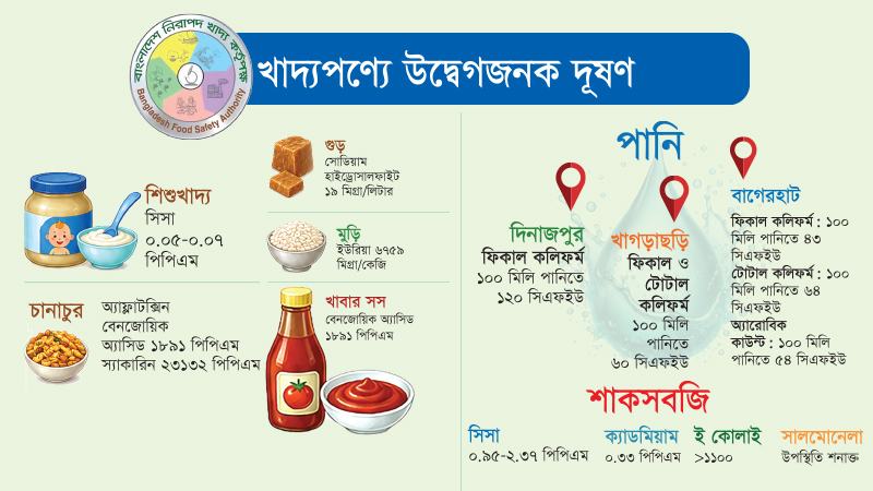 সবজিতে ক্ষতিকারক সিসা, পানিতে মল, শিশুখাদ্যে মিলেছে টক্সিন