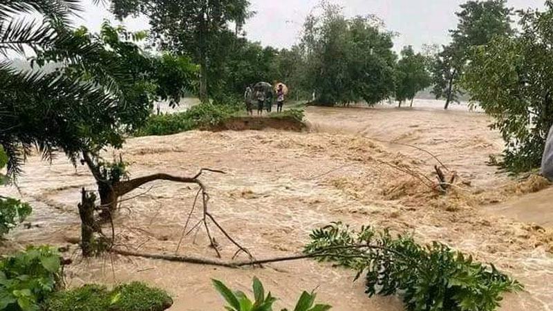পাহাড়ি ঢলে শেরপুরে নদী রক্ষা বাঁধ ভেঙে নিম্নাঞ্চল প্লাবিত