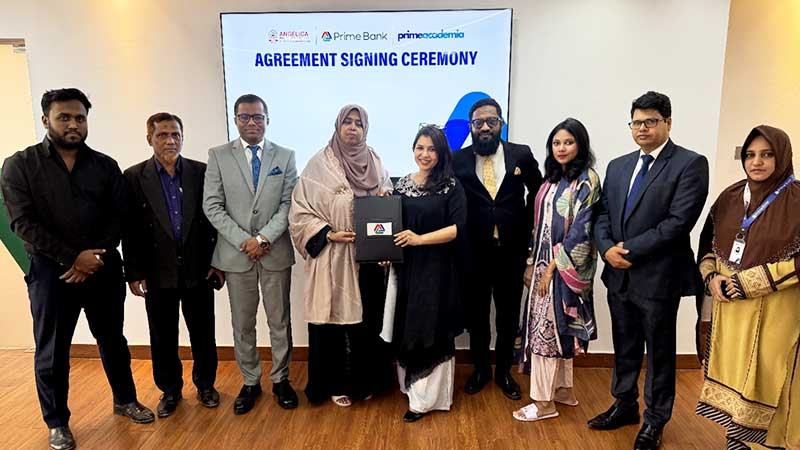 প্রাইম ব্যাংক ও অ্যাঞ্জেলিকা ইন্টারন্যাশনাল স্কুলের মধ্যে সমঝোতা স্মারক স্বাক্ষর