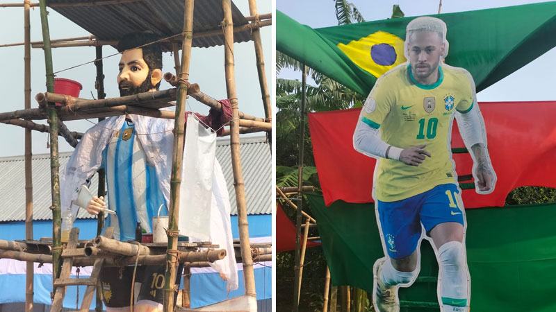 গোপালগঞ্জে মেসির ১৬ ফুট ভাস্কর্য আছে নেইমারের প্রতিকৃতি