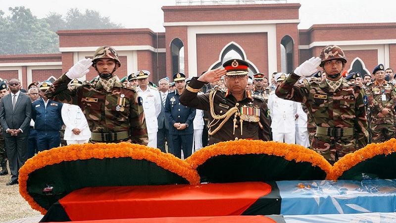 সুদানে নিহত শান্তিরক্ষীদের জানাজা অনুষ্ঠিত