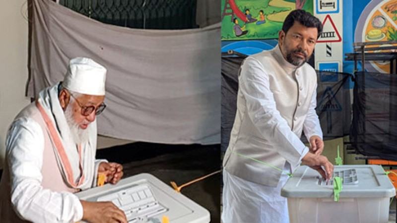 ভোট দিলেন শাহজাহান চৌধুরী ও নাজমুল মোস্তফা আমিন