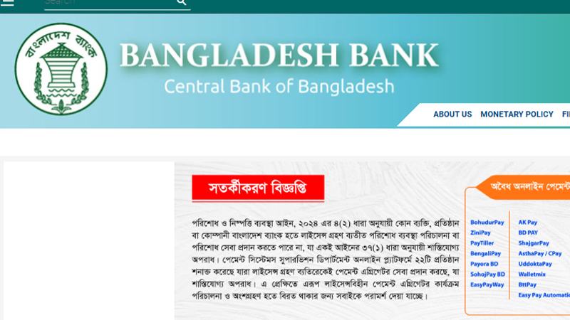 বাংলাদেশ ব্যাংকের ওয়েবসাইট তিন দিন বন্ধ থাকার পর সচল