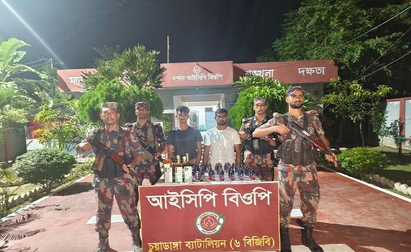 চুয়াডাঙ্গা সীমান্তে বিজিবির অভিযানে মাদক ও চোরাই পণ্য জব্দ