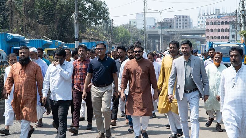 তেজগাঁও রেলগেট থেকে সাতরাস্তা পর্যন্ত সড়কে শৃঙ্খলা নিশ্চিত করার উদ্যোগ ডিএনসিসির