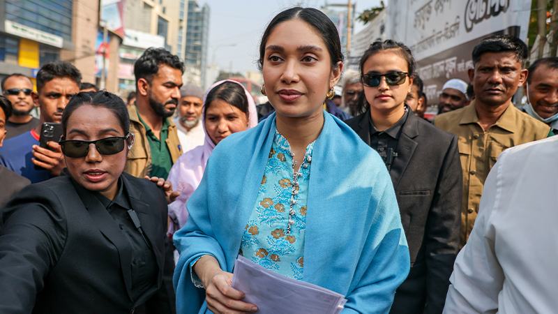 বাবার জন্য ধানের শীষে ভোট চেয়ে গণসংযোগে জাইমা রহমান