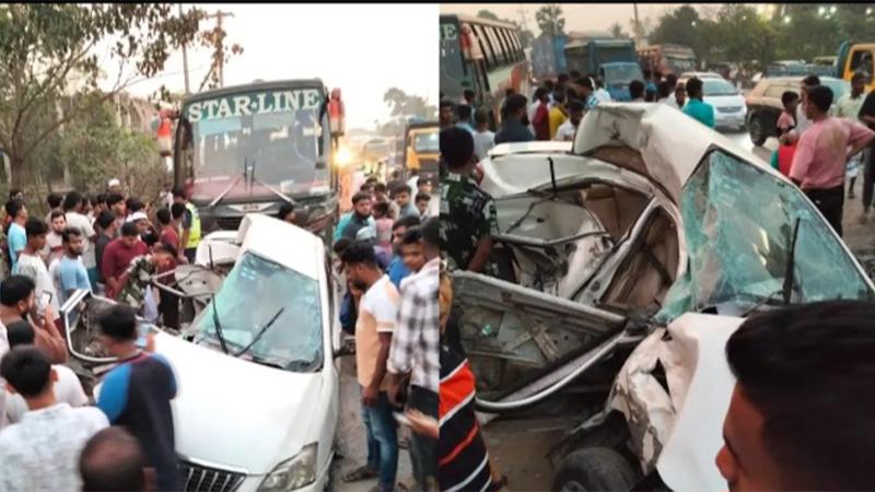 ঢাকা-চট্টগ্রাম মহাসড়কে প্রাইভেটকারে বাসের ধাক্কা, একই পরিবারের চারজনসহ নিহত ৫