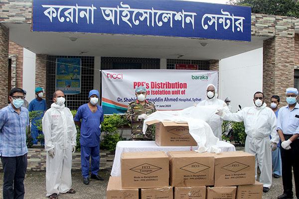 সিলেটের শামসুদ্দিন হাসপাতালে ৫০০ পিপিই দিল এফআইসিসিআই