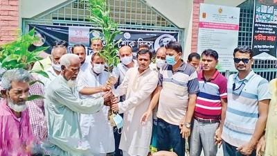 ভালুকায় শোক দিবস উপলক্ষে গাছের চারা বিতরণ
