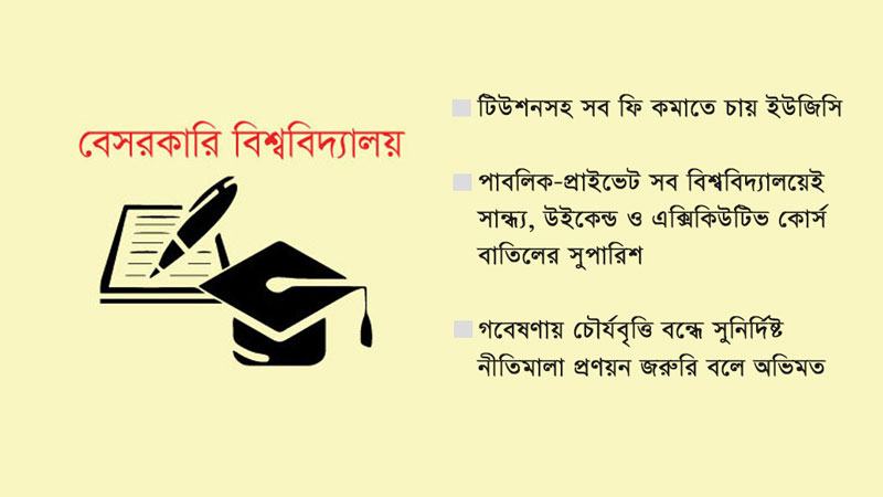 বেসরকারি বিশ্ববিদ্যালয়ের ফির যৌক্তিকীকরণ চায় ইউজিসি
