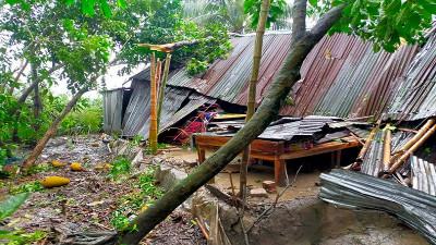 নেত্রকোনায় ঝড়ে বিধ্বস্ত ঘরবাড়ি, আহত ৫