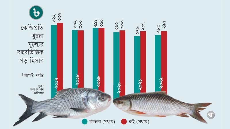 পাঁচ বছর ধরে রুই কাতলার দাম একই