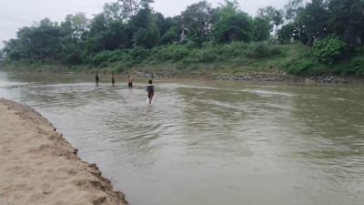 কমলগঞ্জের ধলাই নদীতে বিষ ঢেলে মাছ শিকার