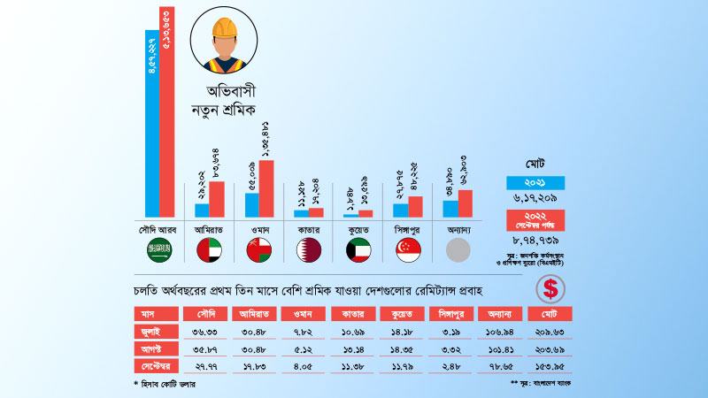 বিদেশ যাওয়া পৌনে ৯ লাখ নতুন শ্রমিকের রেমিট্যান্স গেল কোথায়