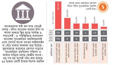 ব্যাংক খাত এখন কেন্দ্রীয় ব্যাংকের পুনঃঅর্থায়ন তহবিলনির্ভর