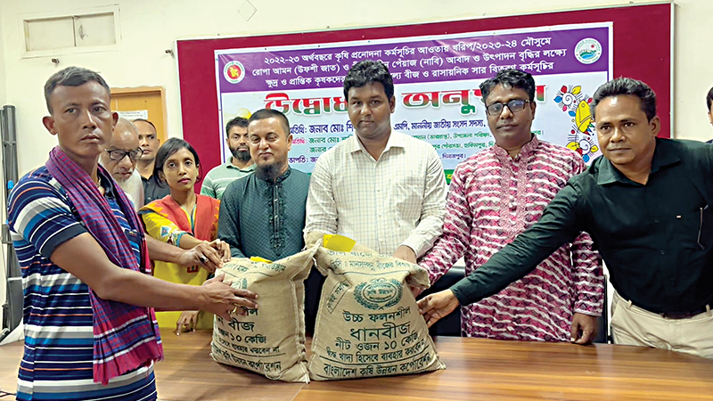 হিলিতে কৃষক পেলেন বিনামূল্যে বীজ ও সার