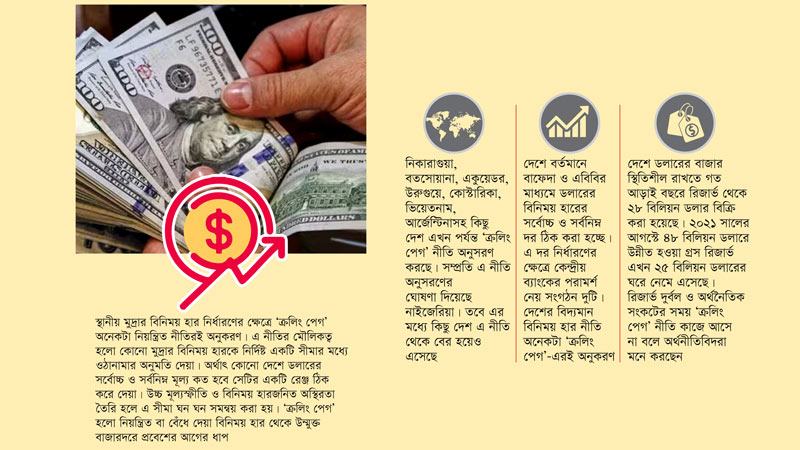 ‘ক্রলিং পেগ’ নীতি অনুসরণ করে ডলারের বাজার স্থিতিশীল করতে পারেনি কোনো দেশ