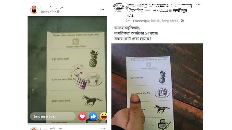 নিজের প্রতীকে ভোট দিয়ে ফেসবুকে ব্যালটের ছবি প্রকাশ চেয়ারম্যান প্রার্থীর