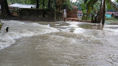 কুড়িগ্রামে বাঁধ ভেঙে লোকালয়ে ঢুকছে পানি