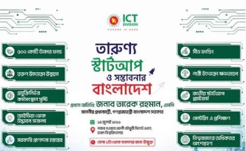 তরুণ উদ্যোক্তাদের জন্য জাতীয় ডিজিটাল প্লাটফর্মের উদ্বোধন ১৪ জুলাই